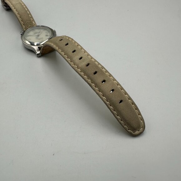 Timex Expedition Watch Women Silver Tone Beige Leather Band Indiglo New Battery - Picture 6 of 14